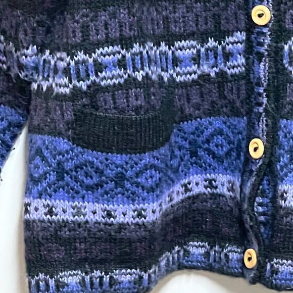 American South Side Alpaca purple Fair Isle Button Cardigan Womens Sz M - Picture 4 of 6